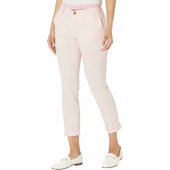 NWT TOMMY HILFIGER CUFFED HAMPTON CHINO STRETCH SLIM PANTS PINK SZ 12 - Picture 1 of 10